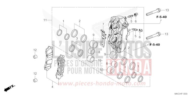 LEFT FRONT BRAKE CALIPER for Gold Wing CANDY ARDENT RED (R367B) from 2021